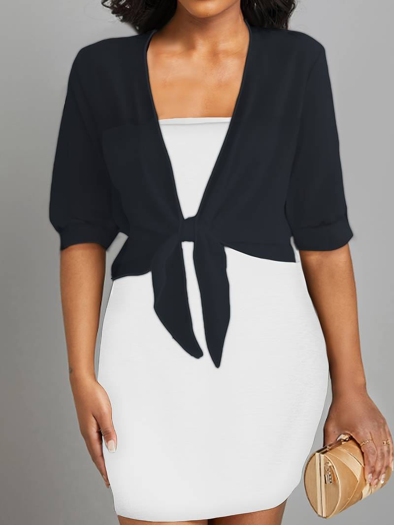 Petra | Women's Sheer Tie-Front Top for Layering
