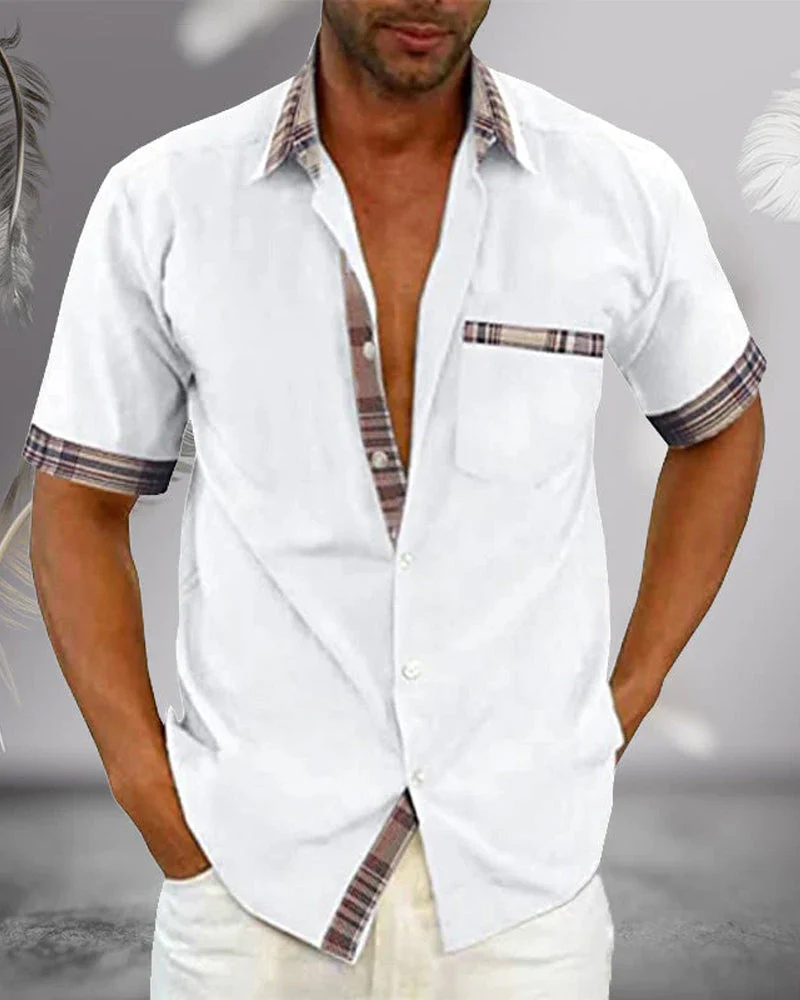 Declan | Men's Casual Shirt with Plaid Accents
