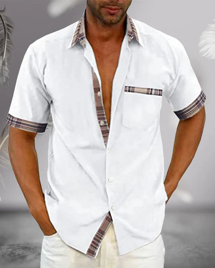Declan | Men's Casual Shirt with Plaid Accents