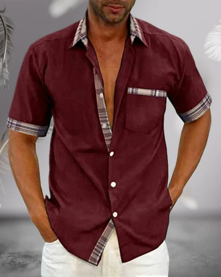 Declan | Men's Casual Shirt with Plaid Accents