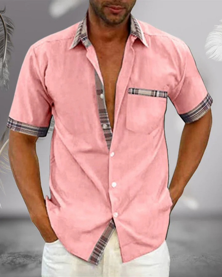 Declan | Men's Casual Shirt with Plaid Accents
