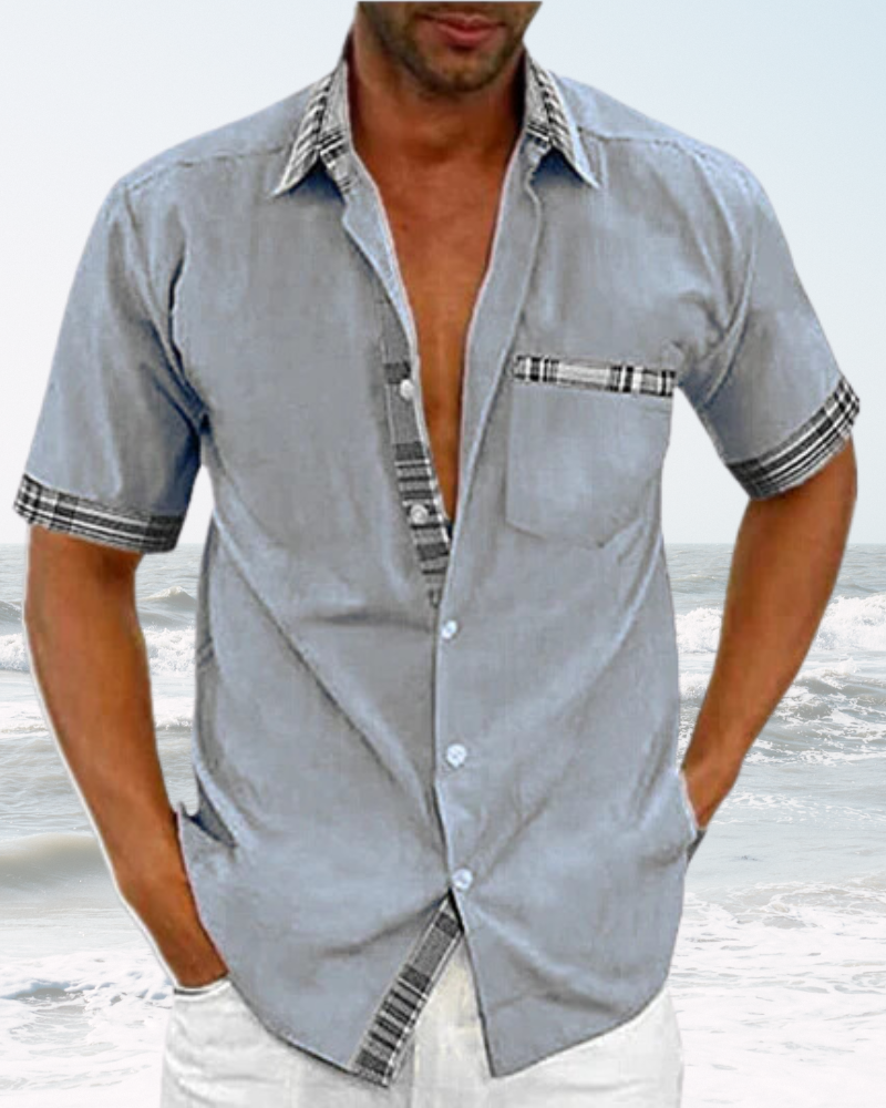 Declan | Men's Casual Shirt with Plaid Accents
