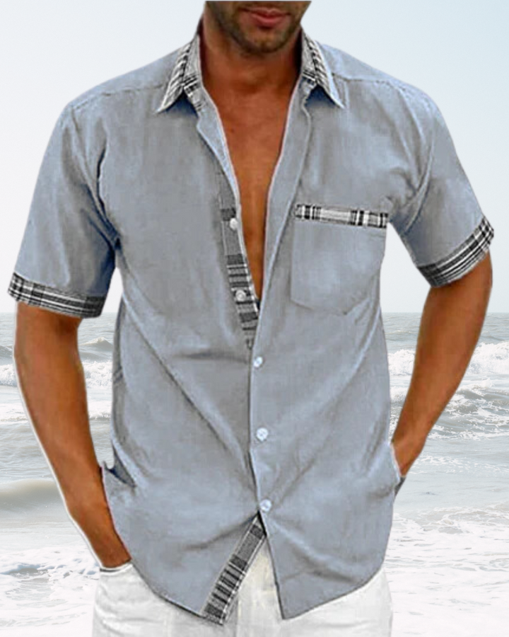 Declan | Men's Casual Shirt with Plaid Accents