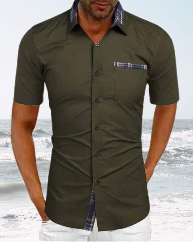Declan | Men's Casual Shirt with Plaid Accents