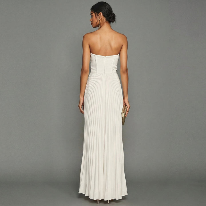 Sienna | Women's Strapless Gown with Pleated Design
