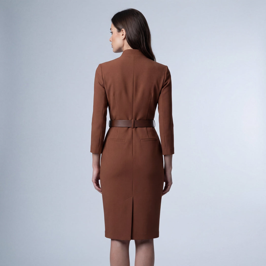 Tamsin | Women's Belted Dress with Elegant Collar