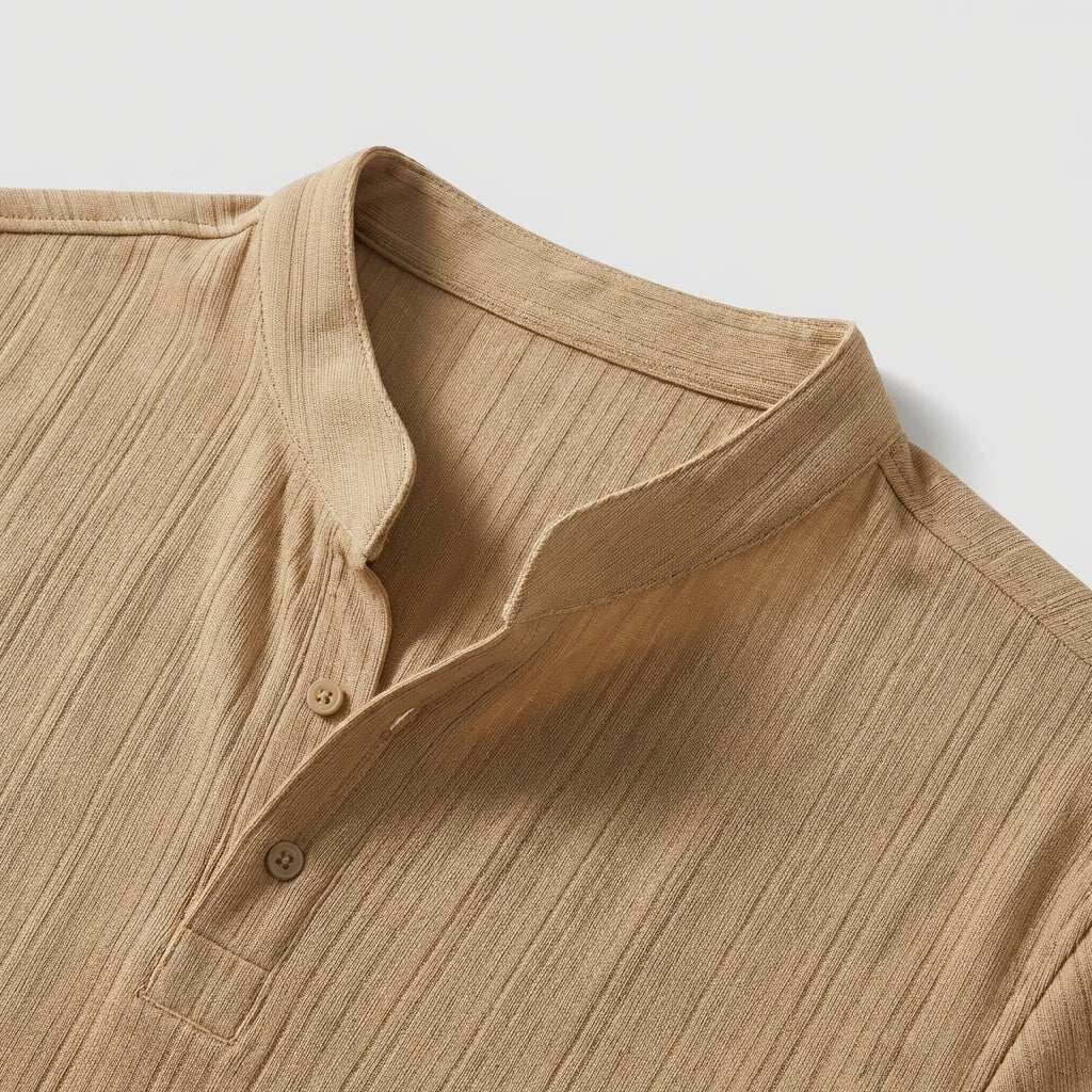 Hamish | Men's Textured Polo Shirt with Stand Collar