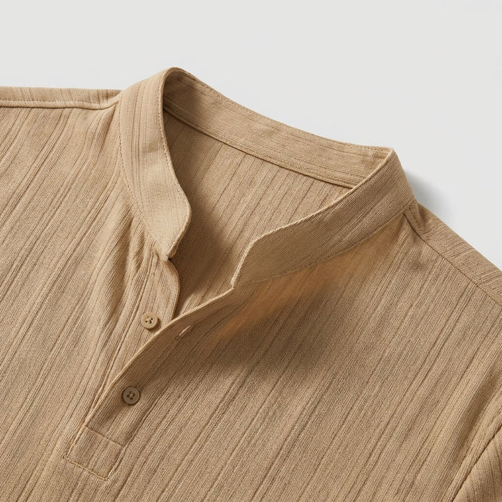 Hamish | Men's Textured Polo Shirt with Stand Collar