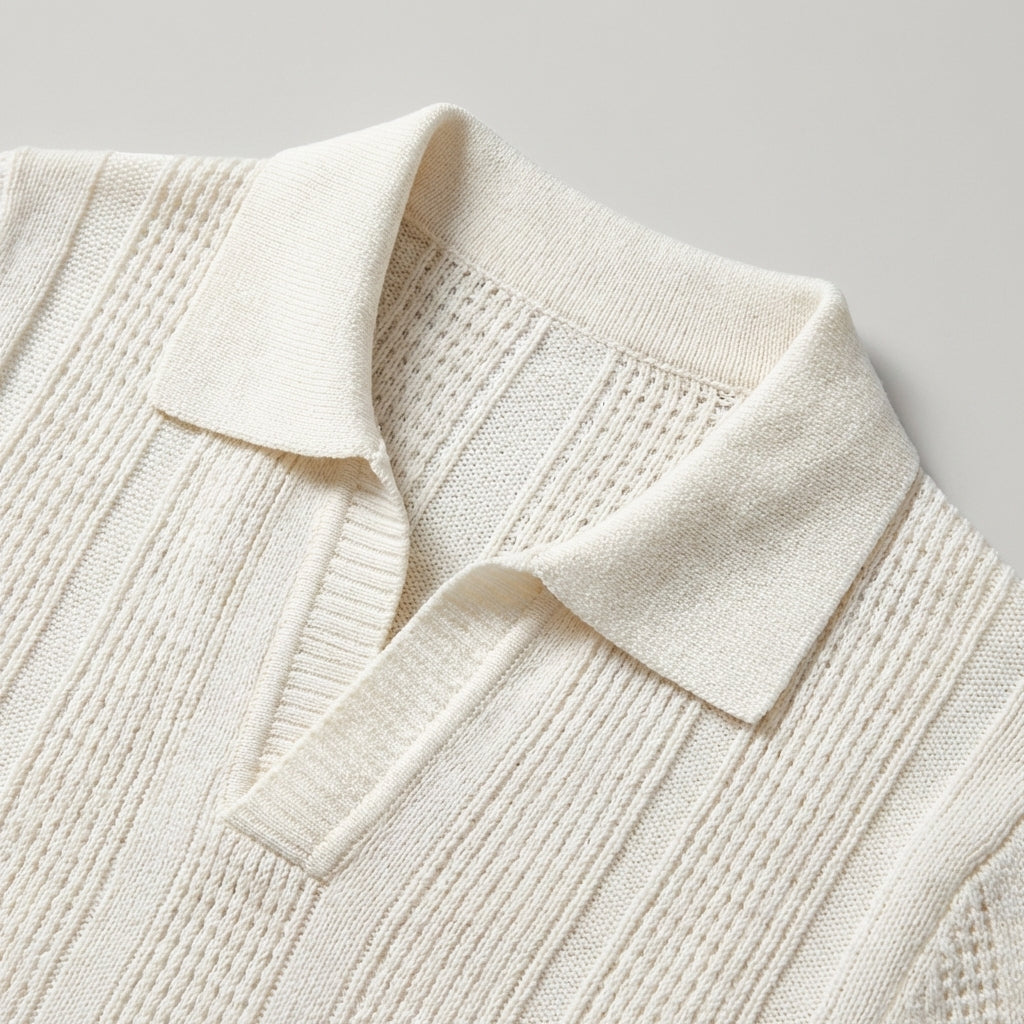 Niall | Men's Knit Polo with Textured Stripes