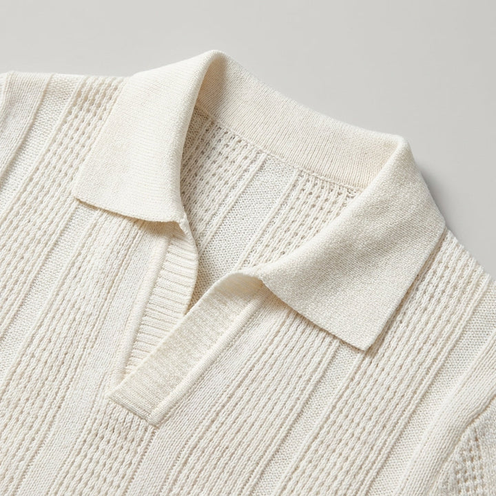 Niall | Men's Knit Polo with Textured Stripes