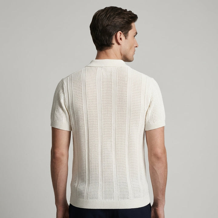 Niall | Men's Knit Polo with Textured Stripes