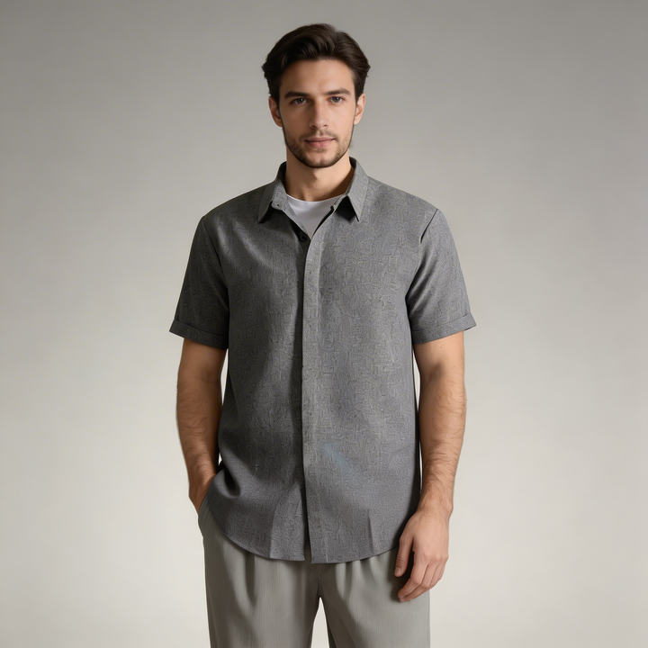 Niall | Men's Short Sleeve Shirt in Classic Grey