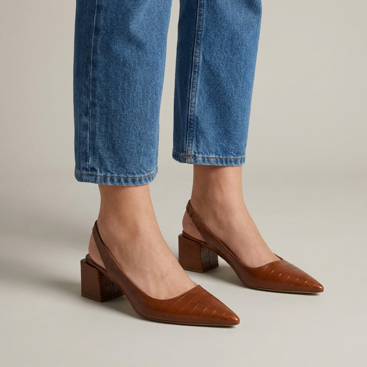 Esmé | Women's Slingback Heels with Croc Texture
