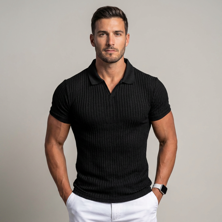 Stellan | Men's Ribbed Polo Shirt for Effortless Style