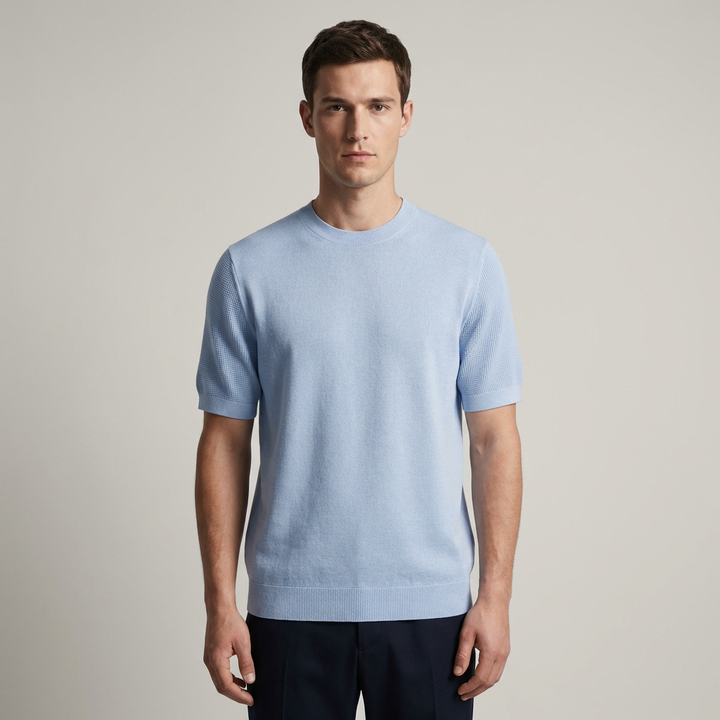 Tavish | Men's Light Blue Knit Tee for Casual Days