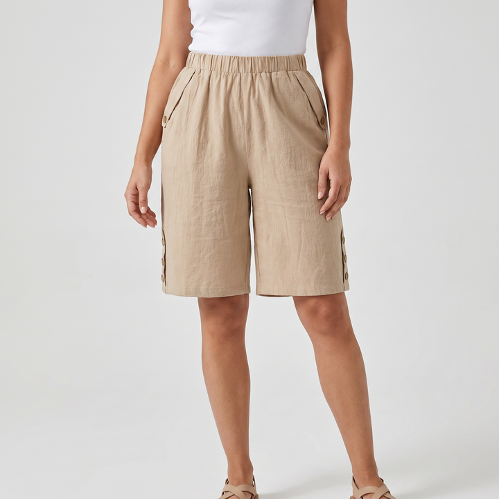 Fletcher | Men's Loose Fit Elastic Waist Shorts with Button Detail
