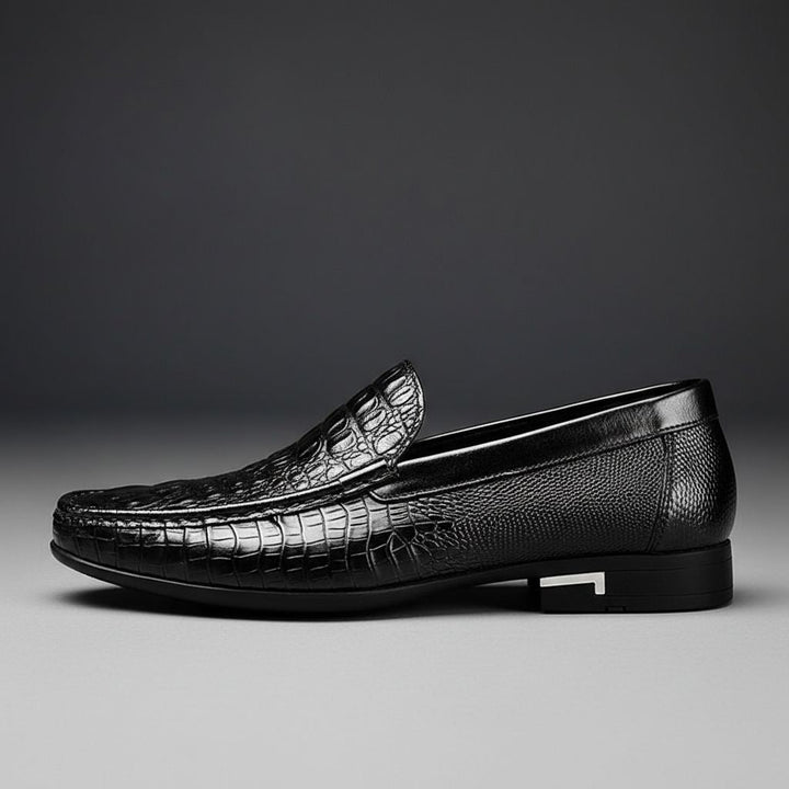 Roven | Men's Leather Loafers with Croc Texture