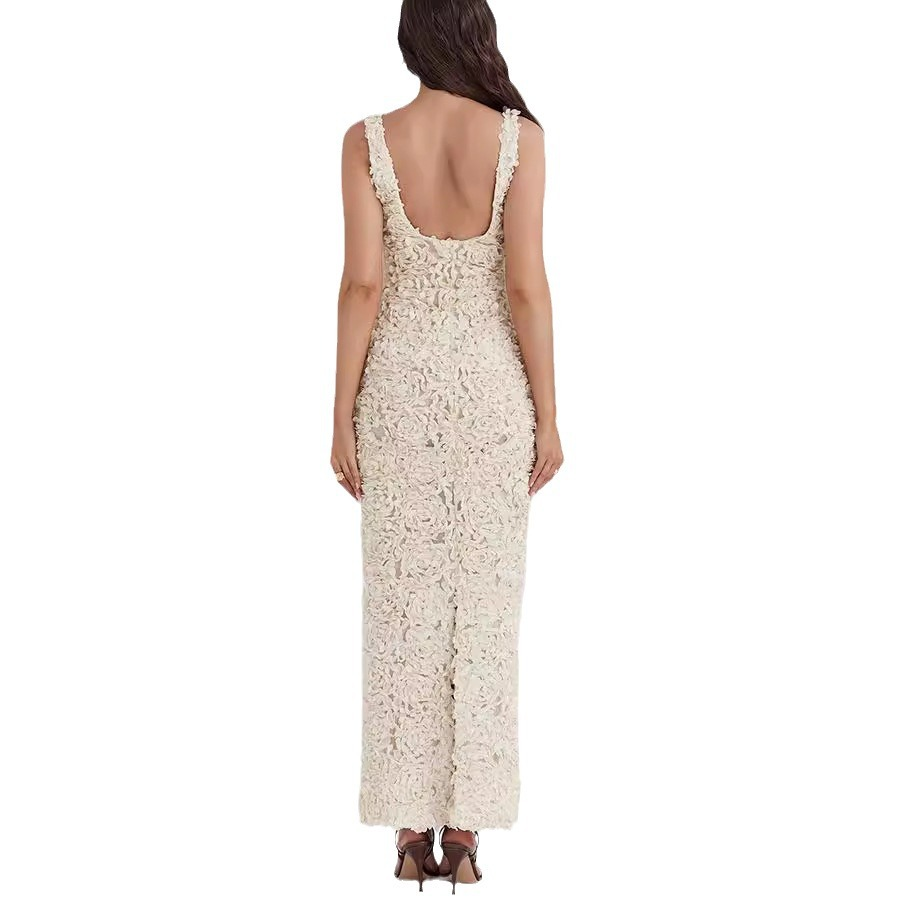 Vivienne | Women's Textured Evening Dress with Floral Detail