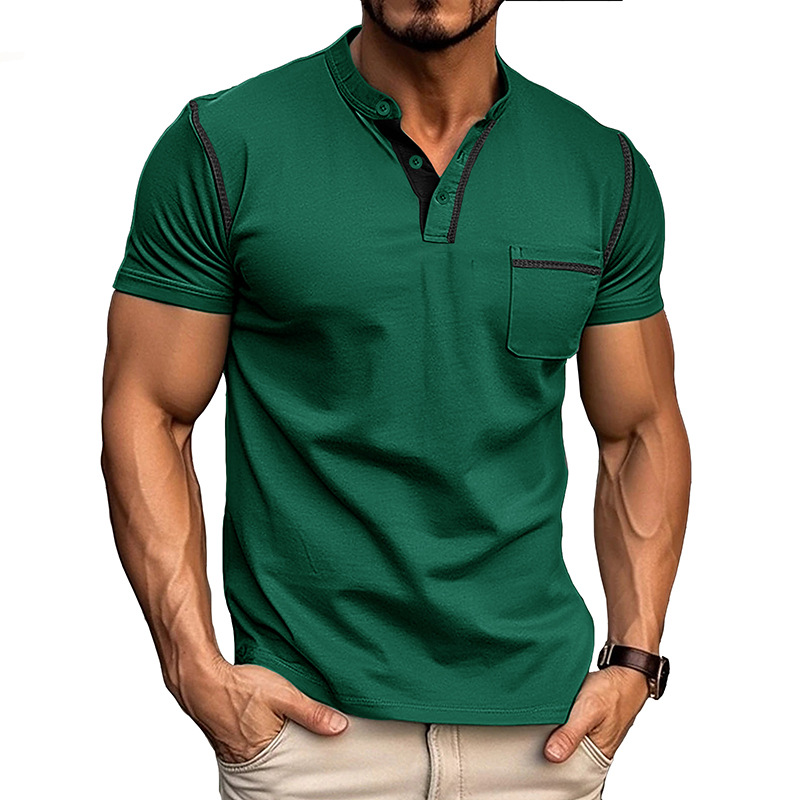Jenson | Men's Grey Henley Shirt with Contrast Trim