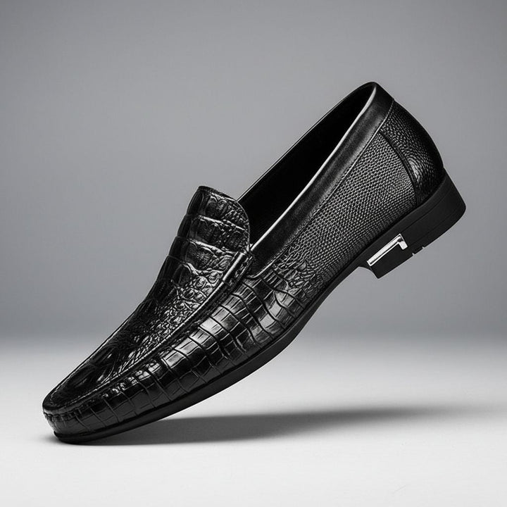 Roven | Men's Leather Loafers with Croc Texture