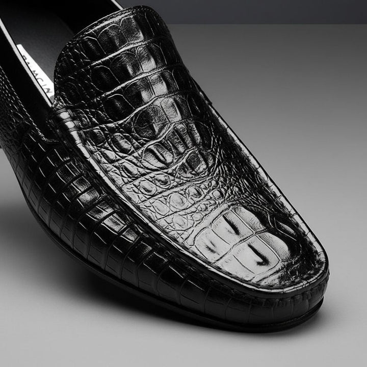 Roven | Men's Leather Loafers with Croc Texture