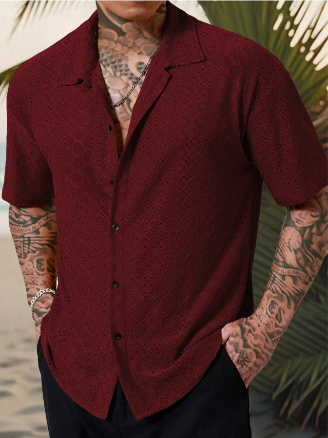 Gideon | Men's Short Sleeve Shirt with Eyelet Detailing