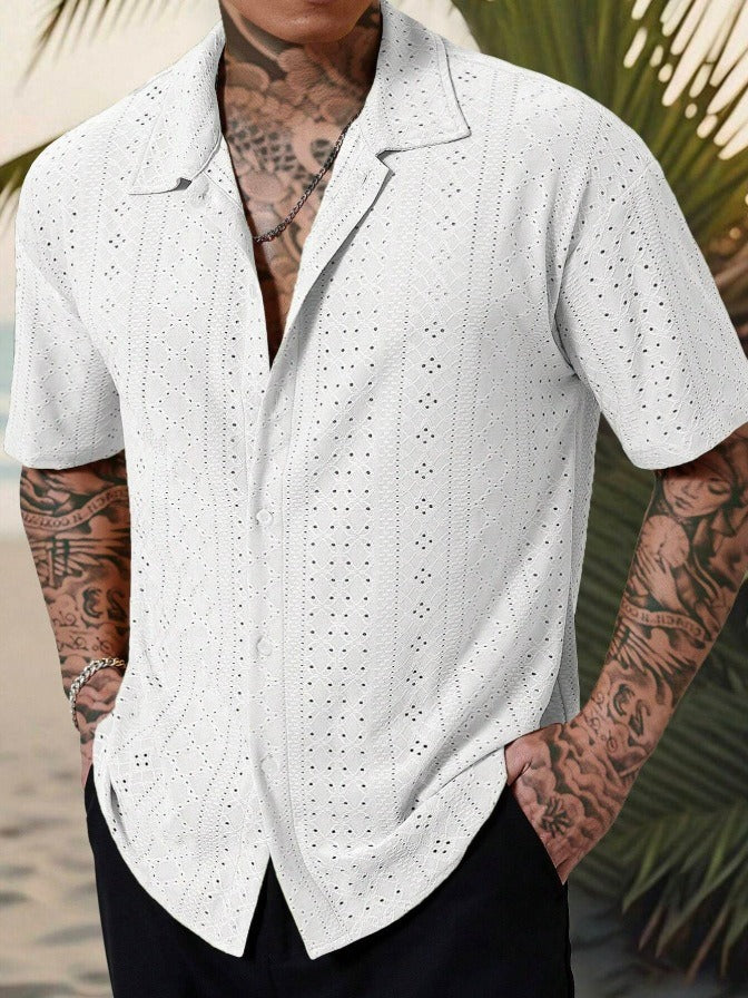 Gideon | Men's Short Sleeve Shirt with Eyelet Detailing