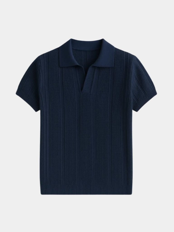 Niall | Men's Knit Polo with Textured Stripes