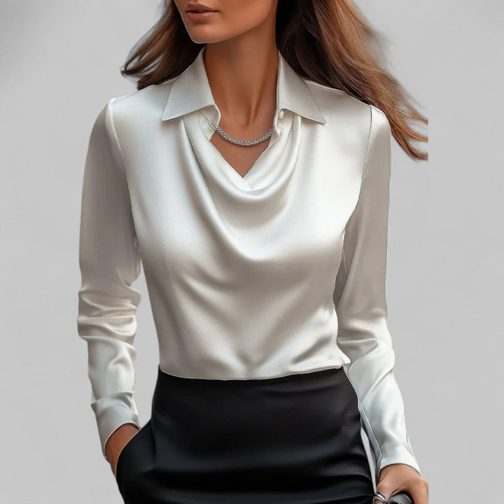 Clara | Women’s Draped Blouse with a Collared Neckline