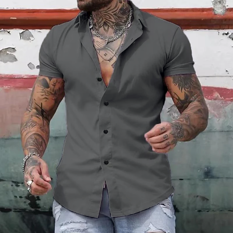 Rafael | Men's Short Sleeve Shirt with Bold Buttons