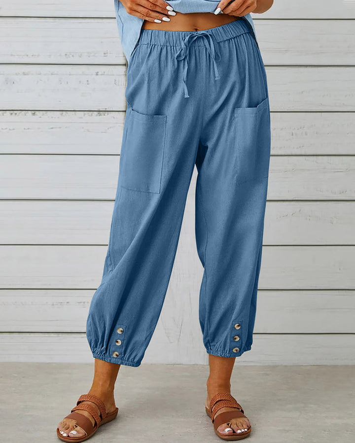 Elara | Women's Relaxed Trousers with Button Detail