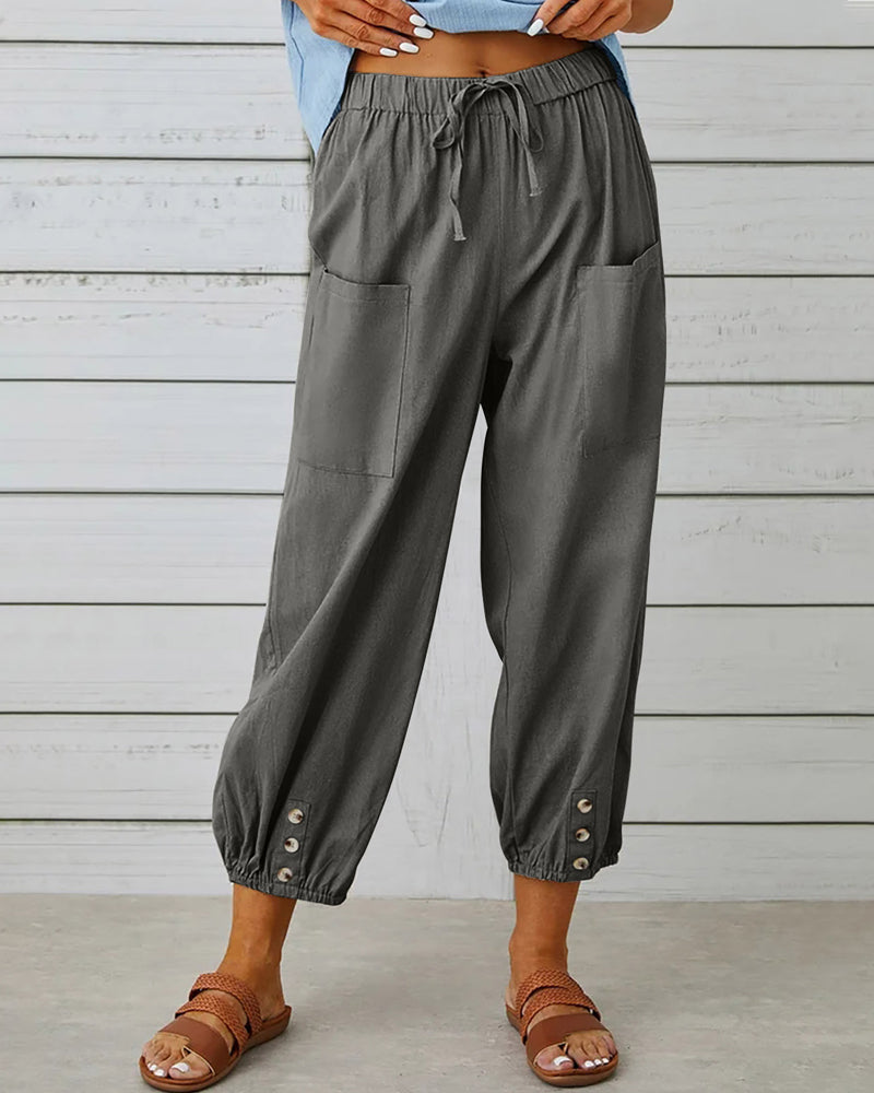 Elara | Women's Relaxed Trousers with Button Detail
