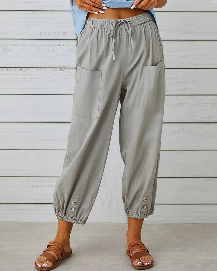 Elara | Women's Relaxed Trousers with Button Detail