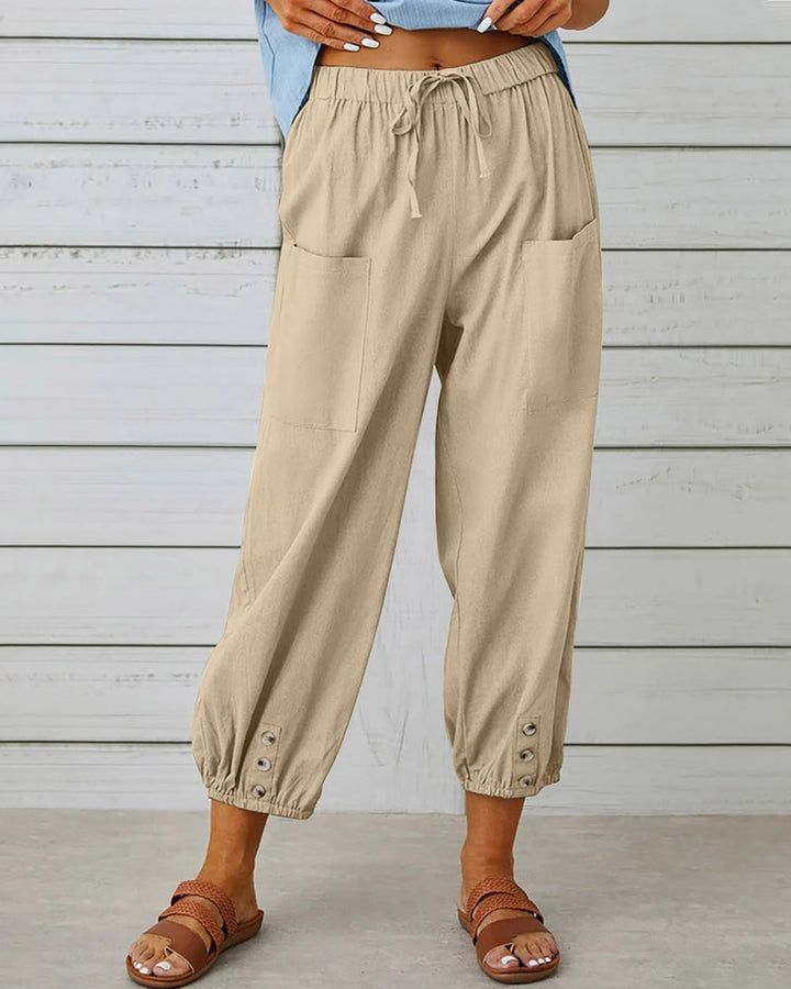 Elara | Women's Relaxed Trousers with Button Detail