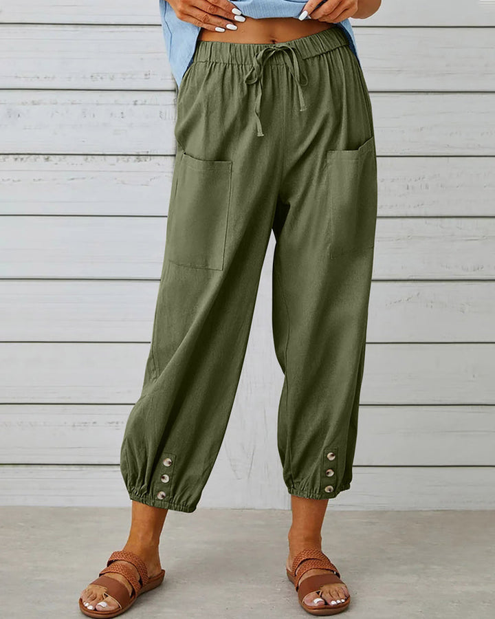 Elara | Women's Relaxed Trousers with Button Detail