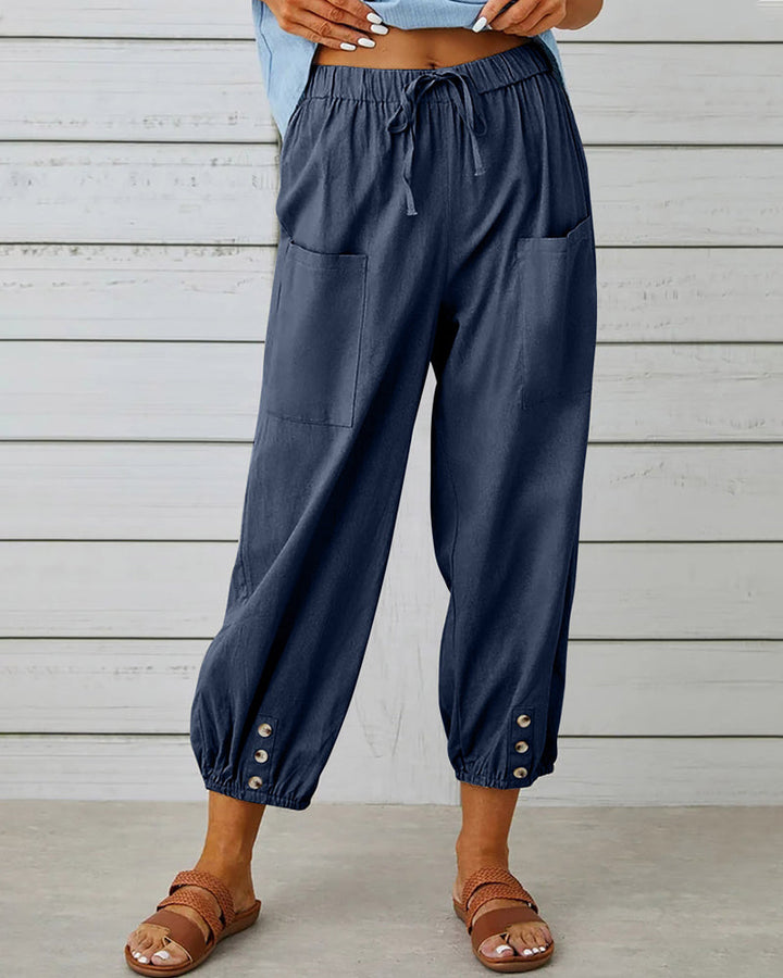 Elara | Women's Relaxed Trousers with Button Detail