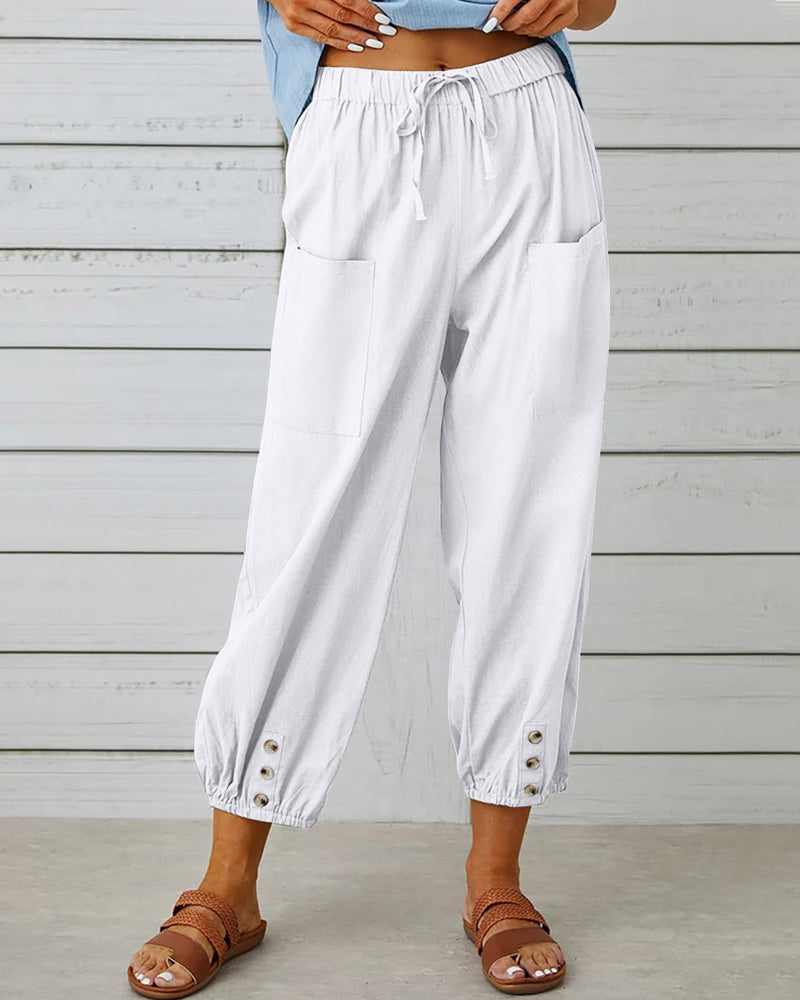 Elara | Women's Relaxed Trousers with Button Detail