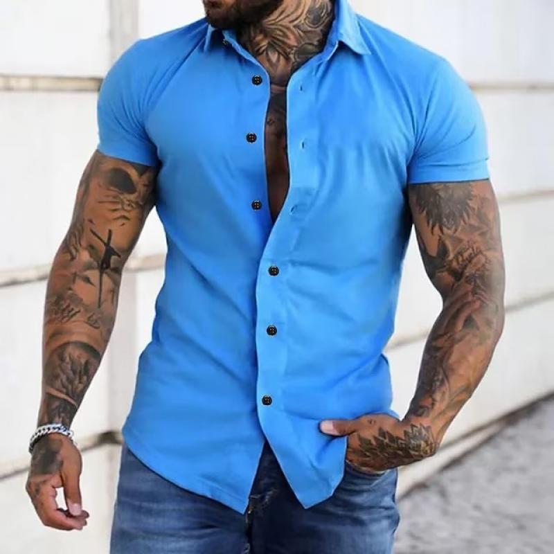 Rafael | Men's Short Sleeve Shirt with Bold Buttons