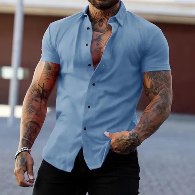 Rafael | Men's Short Sleeve Shirt with Bold Buttons