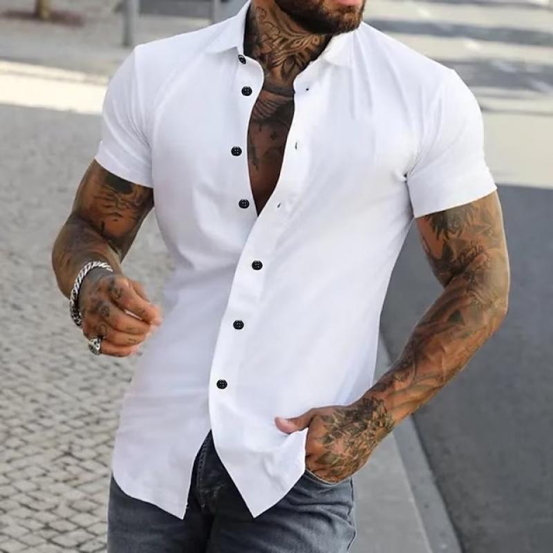 Rafael | Men's Short Sleeve Shirt with Bold Buttons
