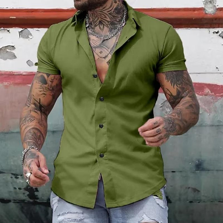 Rafael | Men's Short Sleeve Shirt with Bold Buttons