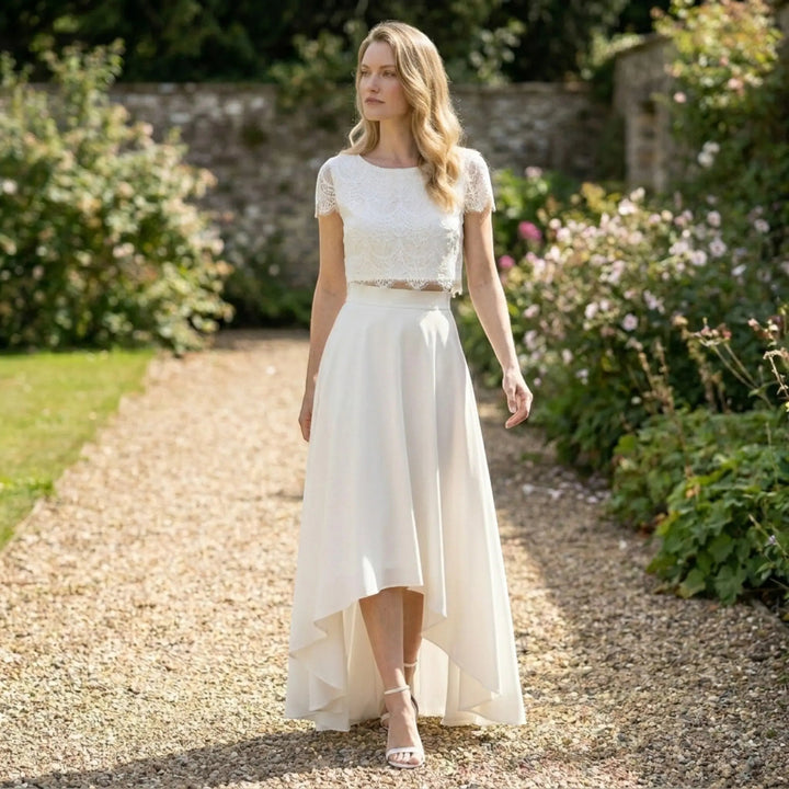 Margot | Women's Lace Two-Piece Bridal Gown in a Timeless Maxi Silhouette