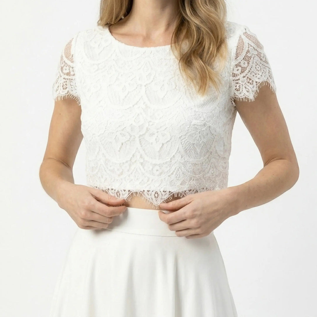 Margot | Women's Lace Two-Piece Bridal Gown in a Timeless Maxi Silhouette