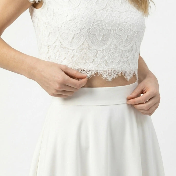 Margot | Women's Lace Two-Piece Bridal Gown in a Timeless Maxi Silhouette