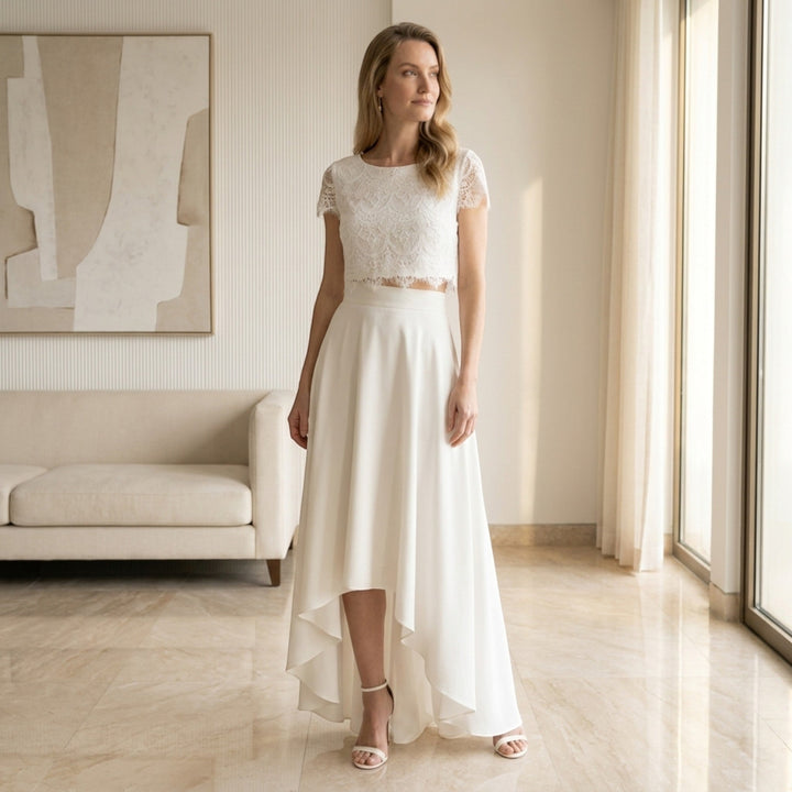 Margot | Women's Lace Two-Piece Bridal Gown in a Timeless Maxi Silhouette