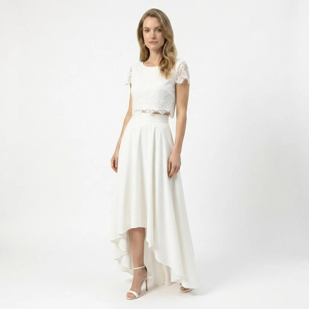 Margot | Women's Lace Two-Piece Bridal Gown in a Timeless Maxi Silhouette