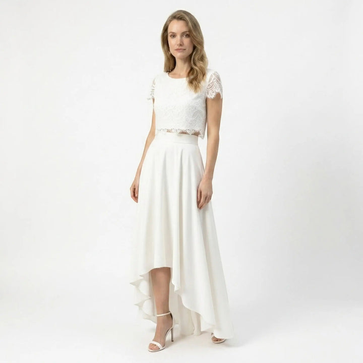 Margot | Women's Lace Two-Piece Bridal Gown in a Timeless Maxi Silhouette